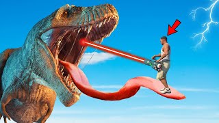 DINOSAUR vs FRANKLIN Fight And Crossing DINOSAUR BRIDGE In GTA 5  Epic Fight [upl. by Recnal604]