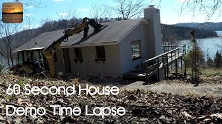 Caterpillar 420F and 299D Tear a House Down in 60 Second Time Lapse [upl. by Stoecker]