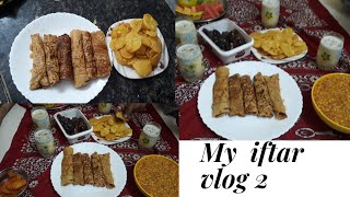 My iftar vlog 2  Aloo Pakora  Wheat pan cake roll [upl. by Ellehsor860]