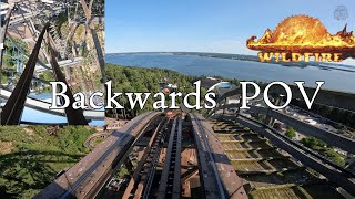 Wildfire hybrid RMC coaster Kolmarden Zoo Sweden Backwards POV onride 2024 [upl. by Nonnelg]