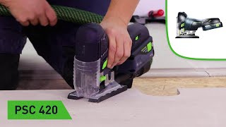 Ausschnitte in Verlegeplatten mit der AkkuStichsäge PSC 420 Festool TV Folge 199 [upl. by Hylan450]