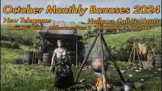 October Monthly Bonuses Halloween Pass 2 2024 rdr2 rdo reddead2online [upl. by Nysilla469]