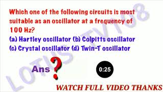 ANALOG ELECTRONICS IMPORTANT MCQ QUESTIONS ON OSCILLATORS  ISRO ELECTRONICS GATE  ESE BARC [upl. by Sezen110]