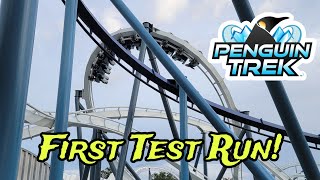 First Look SeaWorld Orlando Penguin Treks First Test Run Construction Update 42724 [upl. by Lamond]