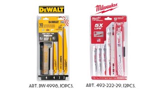 Наборы пильных полотен для сабельных пил MILWAUKEE quotSawzallquot 4922222912pcs DeWalt 489810pcs [upl. by Ettelrats]