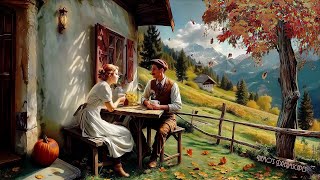 1947 Autumn morning coffee in the backyard garden vintage oldies music from another room ASMR [upl. by Adlez824]