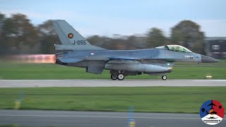 RNLAF F16s with afterburners and a F35 by dusk at Volkel Air Base [upl. by Dylan59]