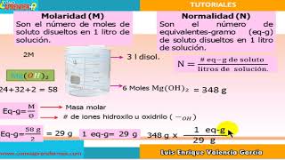 Relación entre normalidad y molaridad de soluciones químicas [upl. by Codd]