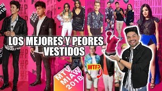 LOS YOUTUBERS MEJORES Y PEORES VESTIDOS de los MTV MIAW 2018 [upl. by Aicilet]