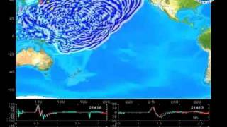 Japan Sendai Earthquake And Tsunami Visualization of Pacific Ocean 11032011 [upl. by Hewett]