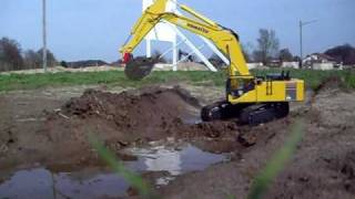 Komatsu PC 600 Hydrauliktest beim Schlammbaggern [upl. by Varion]