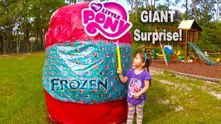 Biggest Surprise Egg Ever w Frozen Power Wheels and My Little Pony Toys Inside [upl. by Holder]