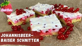 JohannisbeerBaiser Schnitten  luftig locker und fruchtig  Johannisbeerkuchen  BabCake [upl. by Rtoip635]