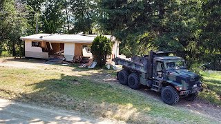 Easiest Way To Knock Down a Mobile Home using my military truck [upl. by Arel]