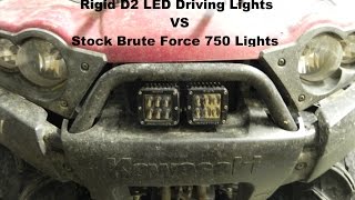 Rigid D2 LED vs Brute Force 750 stock headlights [upl. by Ahsinirt]