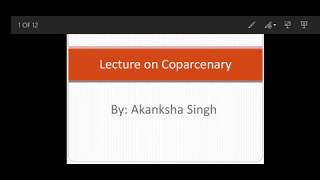 Hindu Law Lecture 8 Coparcenary in Hindu Law [upl. by Magnuson]