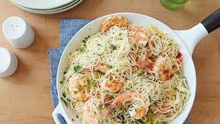 Shrimp Scampi with Angel Hair Pasta  Food Network [upl. by Ahsaekal]