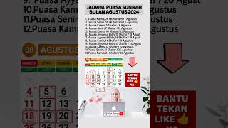 JADWAL PUASA SUNNAH AGUSTUS 2024 amp NIAT LENGKAP PUASA SUNNAH puasa [upl. by Graaf590]