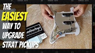 How to Upgrade Strat Pickups  Radioshop Pickups Solderless Solution [upl. by Nyllek]