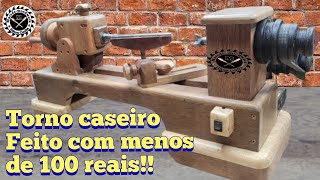 DIY COMO FAZER TORNO CASEIRO DE BAIXO CUSTO  Utilizando 3 motores de tanquinho [upl. by Atrice]