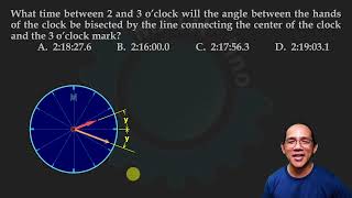 Time between 2 and 3 oclock when the angle between the hands are bisected  BARC Finals [upl. by Sirdna]