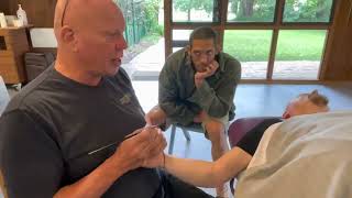 Hand reflexology massage using tools part 4 Brandon massaging Jim in Sydney [upl. by Ladin155]