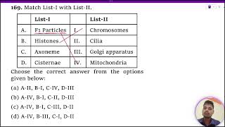 Match ListI with ListII ListI ListII A F1 Particles I Chromosomes B Histones II Cilia C Axoneme [upl. by Eirovi]