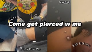 come with me to get my belly and surface tragus pierced [upl. by Ltney]