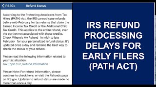 2024 PATH Act Refund Processing Delays When you can expect to see your IRS TAX Refund [upl. by Peonir]