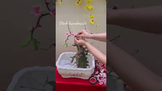 Ghép cây đào bonsai đỉnhhandmade hoakemnhung handmade decor flowers hoadao hoahandmade tet [upl. by Apul]