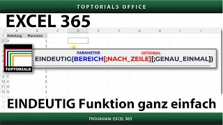 EINDEUTIG Funktion in Excel ganz einfach [upl. by Avir]