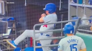 Dodgers bat boy saves Shohei Ohtani from foul ball with incredible catch [upl. by Inalaehak]