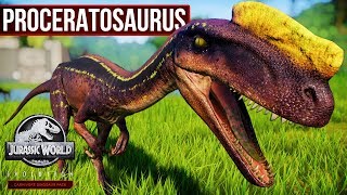 PROCERATOSAURUS  UNIQUE ANIMATIONS ALL SKINS NEW KILLS  Jurassic World Evolution [upl. by Ladnik]