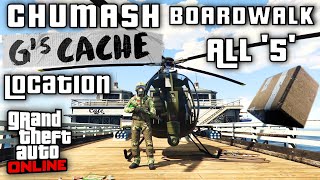 GTA  All 5 Gs Cache Locations  CHUMASH Boardwalk  GTA 5 Online  Geralds Cache Spawn Points [upl. by Monson574]