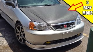 5 EASY MODS for the 7TH GEN 2002 Honda Civic LX [upl. by Hooker11]