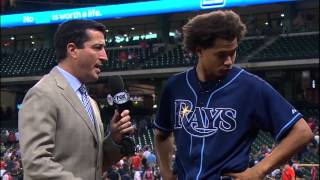 Chris Archer gets drenched after onehitter win [upl. by Eislehc285]