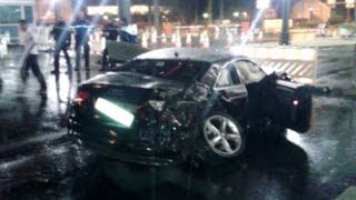 Audi flies 45 meters through the air at FranceSwitzerland border check [upl. by Beare]