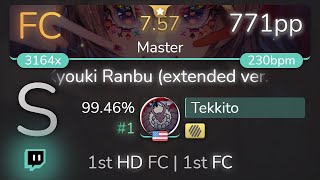 757⭐Live Tekkito  LeaF  Kyouki Ranbu extended ver Master HD 9946 1 771pp FC  osu [upl. by Nyvrem632]