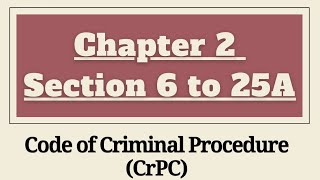 Chapter 2 CrPC  Section 6 to 25A of CrPC  Constitution of Criminal Courts and Offices CrPC [upl. by Imelida]