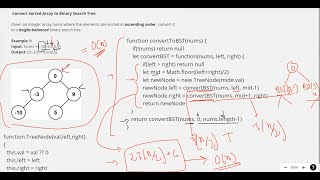 Interview Questions  Convert Sorted Array to Binary Search Tree  JavaScript  NodeJS  leetcode [upl. by Lonier]