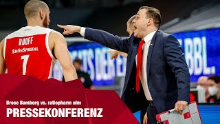 Pressekonferenz Brose Bamberg vs ratiopharm ulm 8874 [upl. by Anaibaf377]