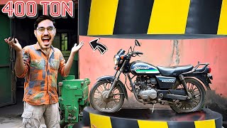 We Put Bike in Hydraulic Press Machine🔥 लोहे का टुकड़ा बन गयी बाइक😱 [upl. by Ailemak]