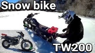 Yamaha TW200 Snow Bike Conversion Ski on the front Will it work [upl. by Nelloc]