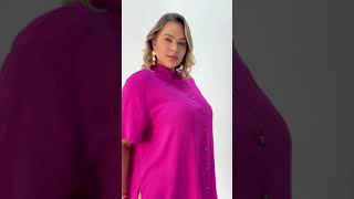 Camisa plus size lisa pink viscolinho lookdodiaplussize modaplussize modafeminina [upl. by Leciram]