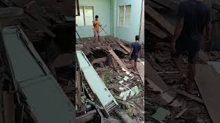 Giant Demolition of 100 Year Old House Destroyed by Typhoon for Wood Recycling Akie The Carpenter 3 [upl. by Ahsenad]