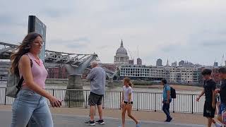 The Best London Walking Tour Thames River Bank Millennium Bridge Globe Theater London Bridge [upl. by Alver899]