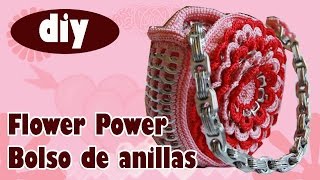 Cómo hacer una bolsa con anillas quotFlower Powerquot parte 2 [upl. by Catina]