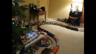 Lionel Trains at Christmas 20102011 726 RR Berkshire amp 2333 Santa Fe F3 [upl. by Annaerb]