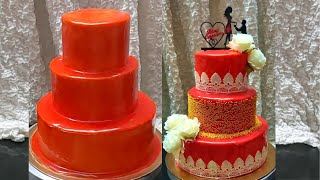 Three Tier wedding cake designRed velvet cake [upl. by Eeral221]