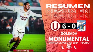 UNIVERSITARIO 6  0 MANNUCCI l GOLES RESUMEN Y JUGADAS DEL TRIUNFO CREMA EN EL MONUMENTAL [upl. by Anitak]